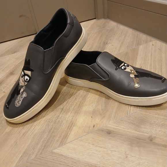 Dolce & Gabbana Black Slip-On Loafers with Character Design main image 7